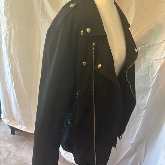 Wildfang Black Leather Jacket Asymmetrical Moto Style - Picture 3 of 8